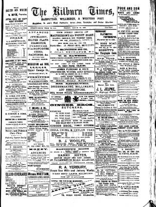 cover page of Kilburn Times published on March 28, 1890