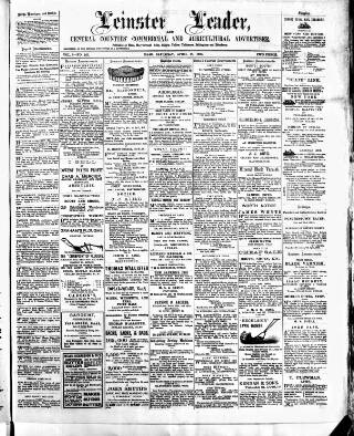 cover page of Leinster Leader published on April 18, 1885