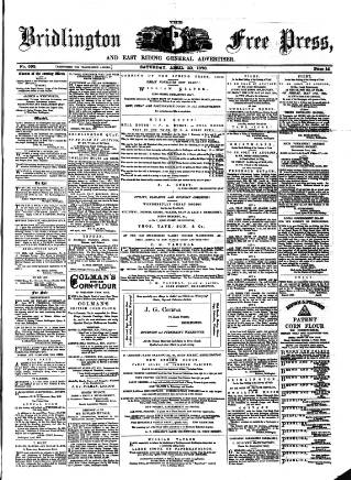 cover page of Bridlington Free Press published on April 30, 1870