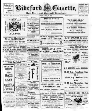 cover page of North Devon Gazette published on April 30, 1912