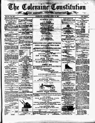 cover page of Northern Constitution published on April 25, 1891