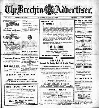 cover page of Brechin Advertiser published on April 25, 1944
