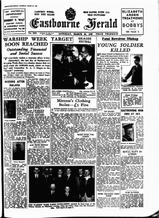 cover page of Eastbourne Herald published on March 28, 1942