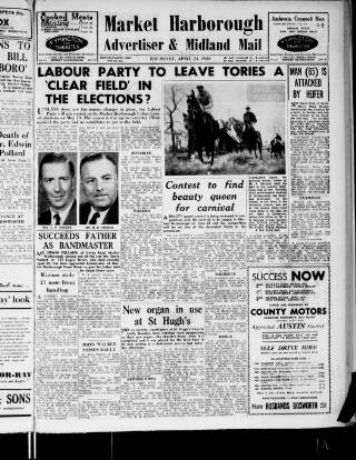 cover page of Market Harborough Advertiser and Midland Mail published on April 24, 1958