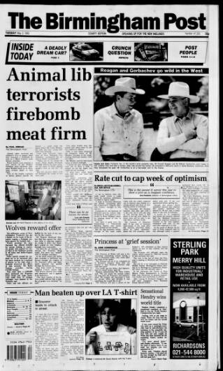 cover page of Birmingham Daily Post published on May 5, 1992
