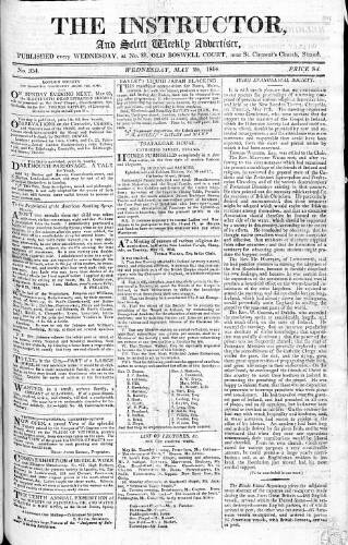 cover page of Instructor and Select Weekly Advertiser published on May 25, 1814