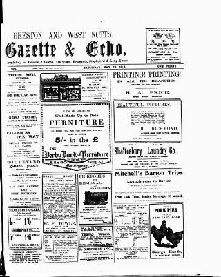 cover page of Beeston Gazette and Echo published on May 20, 1916