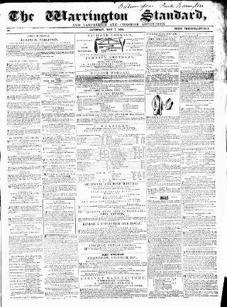 cover page of Warrington Standard and Lancashire and Cheshire Advertiser published on May 7, 1859