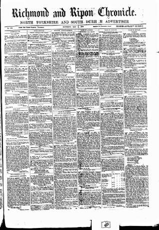 cover page of Richmond & Ripon Chronicle published on May 9, 1868