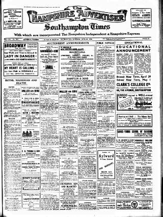 cover page of Hampshire Advertiser published on April 20, 1935