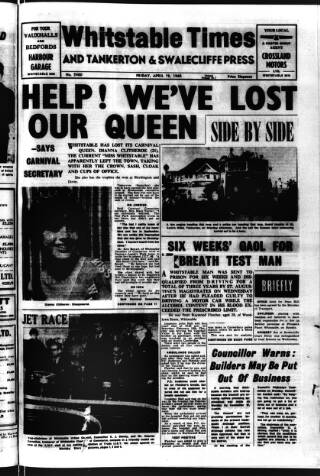 cover page of Whitstable Times and Herne Bay Herald published on April 19, 1968