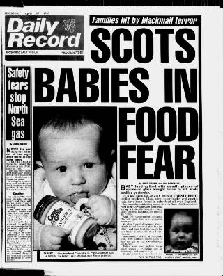 cover page of Daily Record published on April 27, 1989