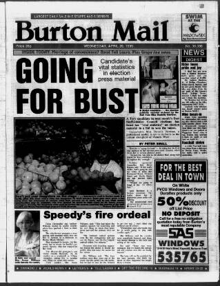 cover page of Burton Daily Mail published on April 26, 1995