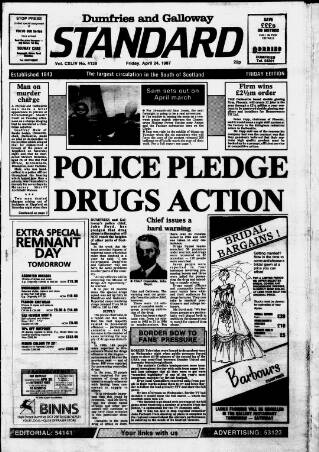 cover page of Dumfries and Galloway Standard published on April 24, 1987