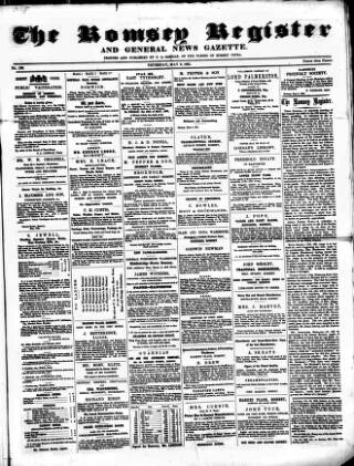 cover page of Romsey Register and General News Gazette published on May 9, 1861