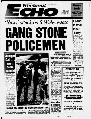 cover page of South Wales Echo published on April 20, 1991