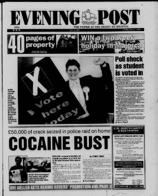 cover page of Bristol Evening Post published on May 8, 1998