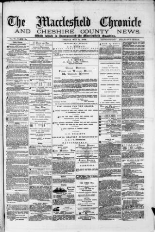 cover page of Macclesfield Chronicle and Cheshire County News published on May 9, 1879