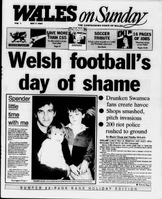 cover page of Wales on Sunday published on May 2, 1993