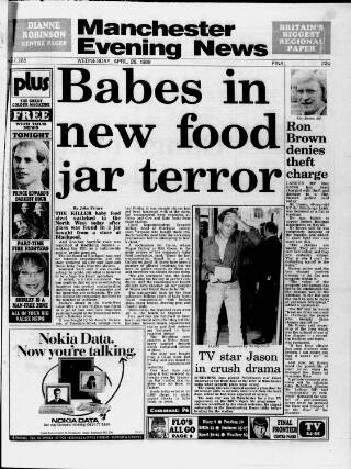 cover page of Manchester Evening News published on April 26, 1989