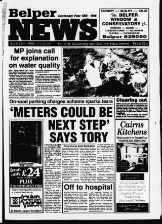 cover page of Belper News published on April 25, 1996