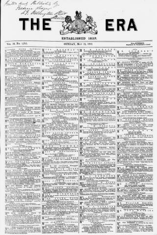 cover page of The Era published on May 12, 1872