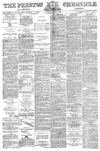 cover page of Preston Chronicle published on April 25, 1874