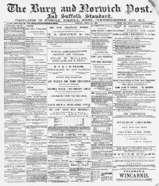 cover page of Bury and Norwich Post published on April 25, 1893