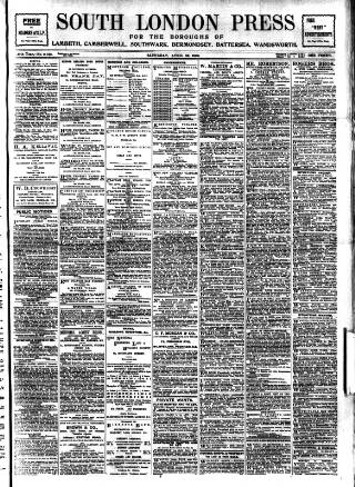 cover page of South London Press published on April 26, 1902