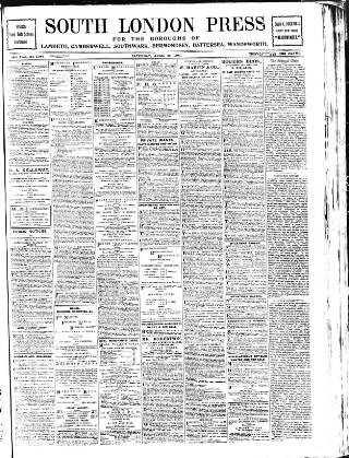 cover page of South London Press published on April 25, 1903