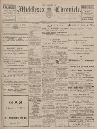 cover page of Middlesex Chronicle published on April 24, 1915