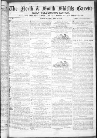 cover page of North & South Shields Gazette and Northumberland and Durham Advertiser published on April 26, 1859