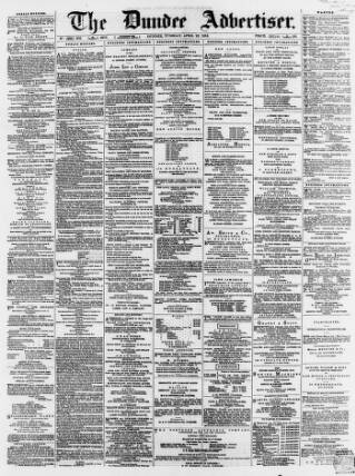 cover page of Dundee, Perth, and Cupar Advertiser published on April 26, 1864