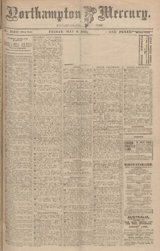 cover page of Northampton Mercury published on May 9, 1924