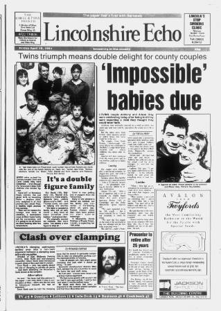 cover page of Lincolnshire Echo published on April 19, 1991