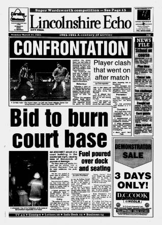 cover page of Lincolnshire Echo published on March 29, 1993