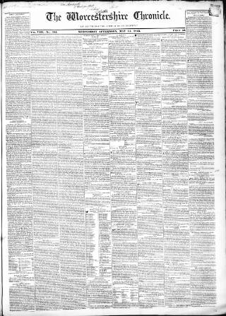 cover page of Worcestershire Chronicle published on May 14, 1845