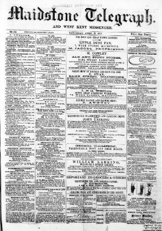 cover page of Maidstone Telegraph published on April 26, 1862