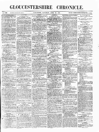 cover page of Gloucestershire Chronicle published on April 20, 1878