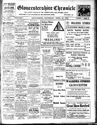 cover page of Gloucestershire Chronicle published on April 18, 1925
