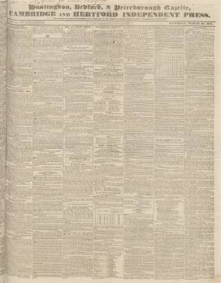 cover page of Huntingdon, Bedford & Peterborough Gazette published on March 28, 1835