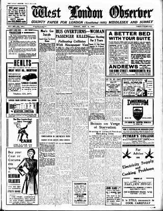 cover page of West London Observer published on May 9, 1947