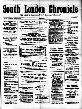 cover page of South London Chronicle published on April 26, 1902