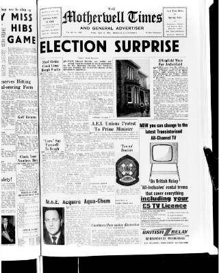cover page of Motherwell Times published on April 19, 1968