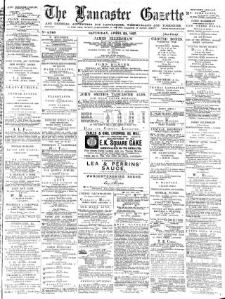 cover page of Lancaster Gazette published on April 23, 1887