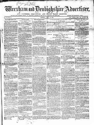 cover page of Wrexham Advertiser published on April 26, 1862