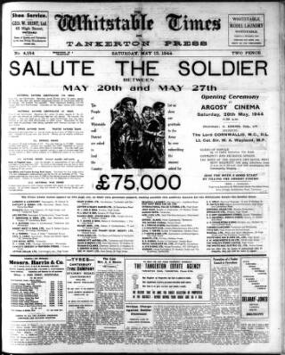 cover page of Whitstable Times and Herne Bay Herald published on May 13, 1944