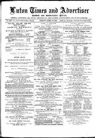 cover page of Luton Times and Advertiser published on April 25, 1879
