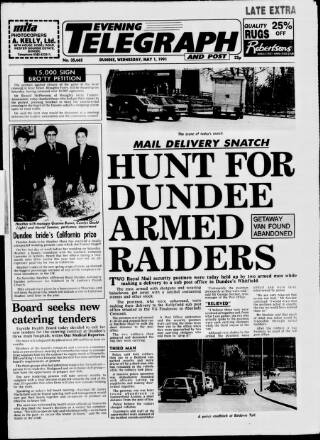 cover page of Dundee Evening Telegraph published on May 1, 1991