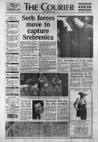 cover page of Dundee Courier published on April 17, 1993